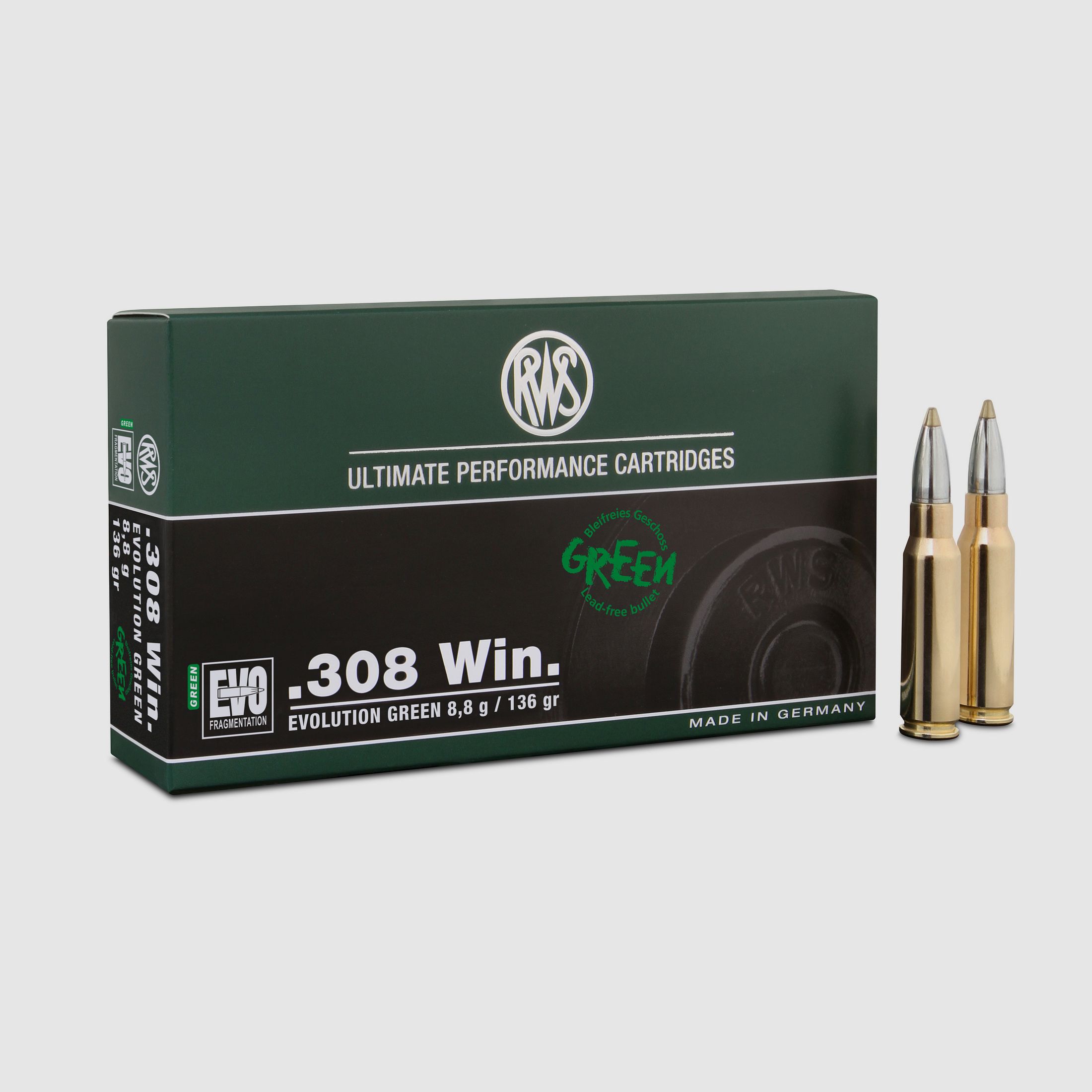 RWS .308 Win Evolution Green 9,0g/139gr Büchsenpatronen Bleifrei
