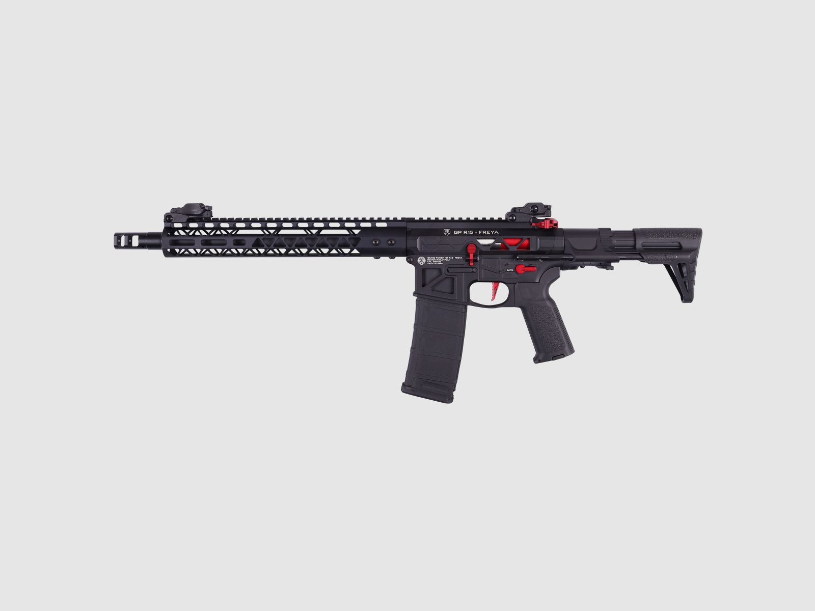 GP R15 FREYA ALPHA Full Skeleton PDW 13" gen.2 M-LOK Czarny/Czerwony S-AEG 18+ -F- | Delta Armory