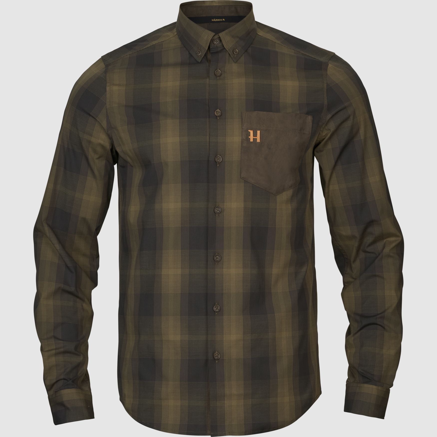 Härkila Akkan Camicia Uomo Willow green/Shadow brown, 3XL