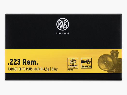 20 Schuss RWS TARGET ELITE PLUS RIFLE MATCH MUNITION .223 Rem. 69gr 4,5g SCORION #2411868 Patronen