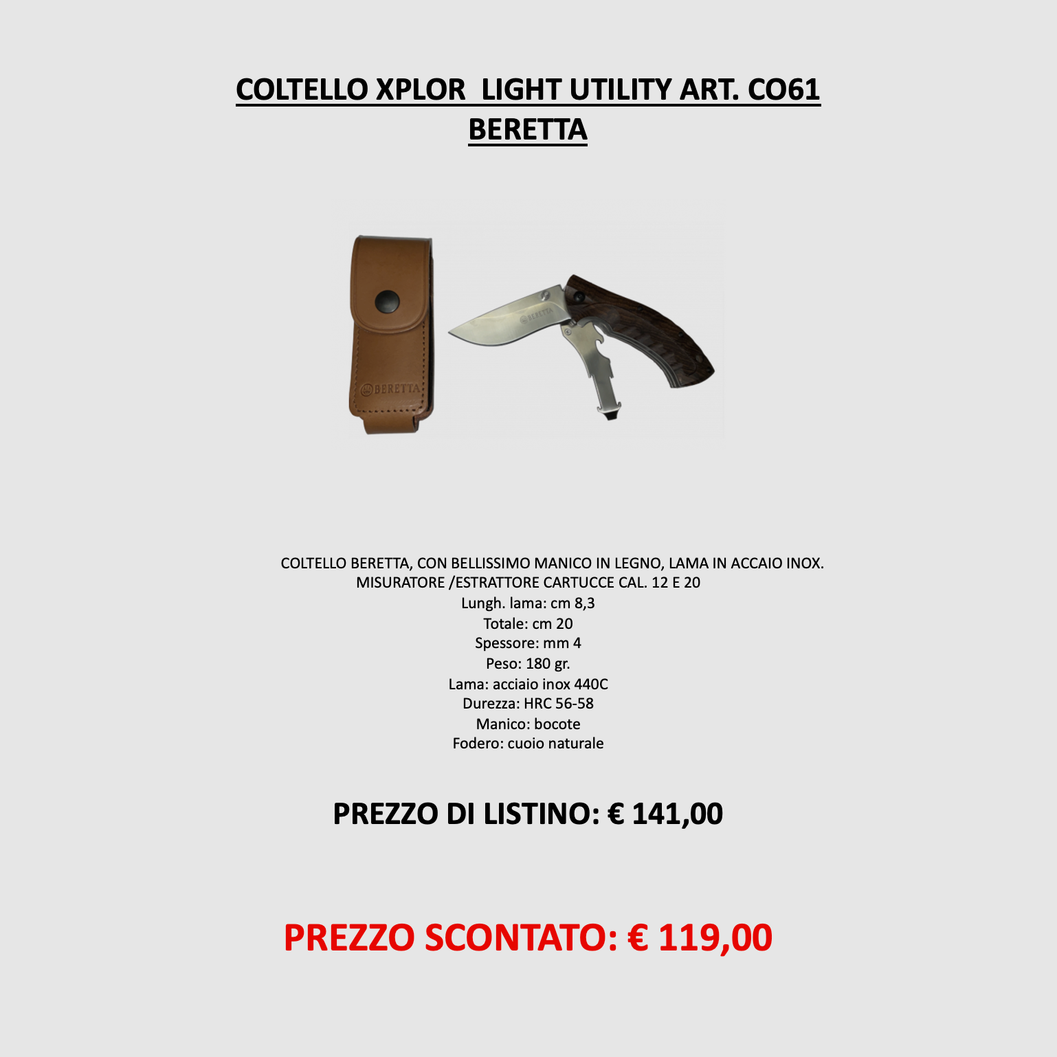 Beretta – MESSER Xplor Light Utility ART. CO61, afbeelding 1 van 4