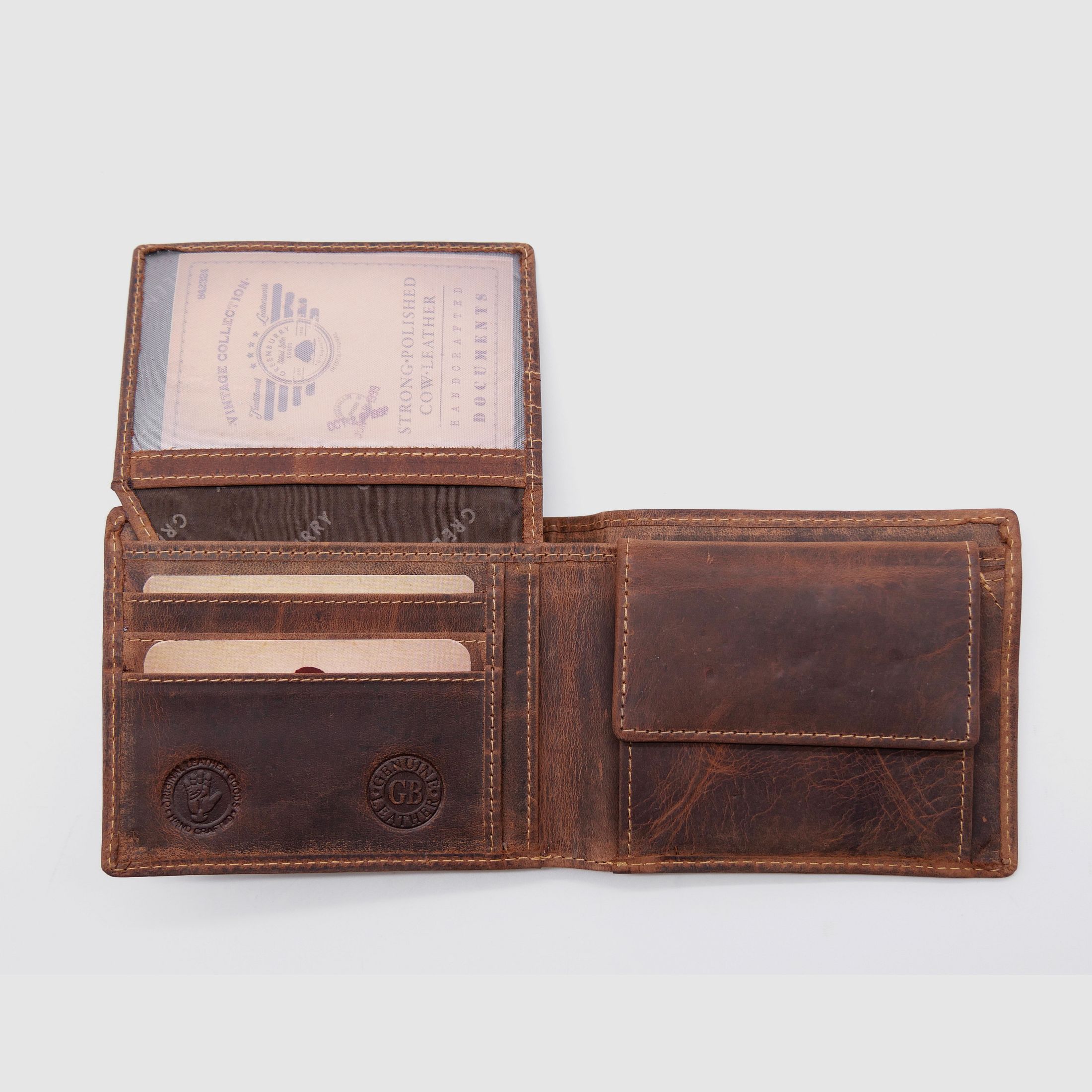 Greenburry Leder Geldbörse braun Vintage Animal Collection Keiler 1705-wildboar-25