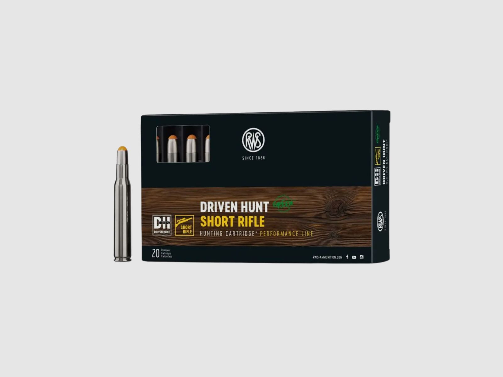 RWS .30-06 Polowanie na dziki Zielona Krótka Karabina 150g Deformacja 20 Strzałów