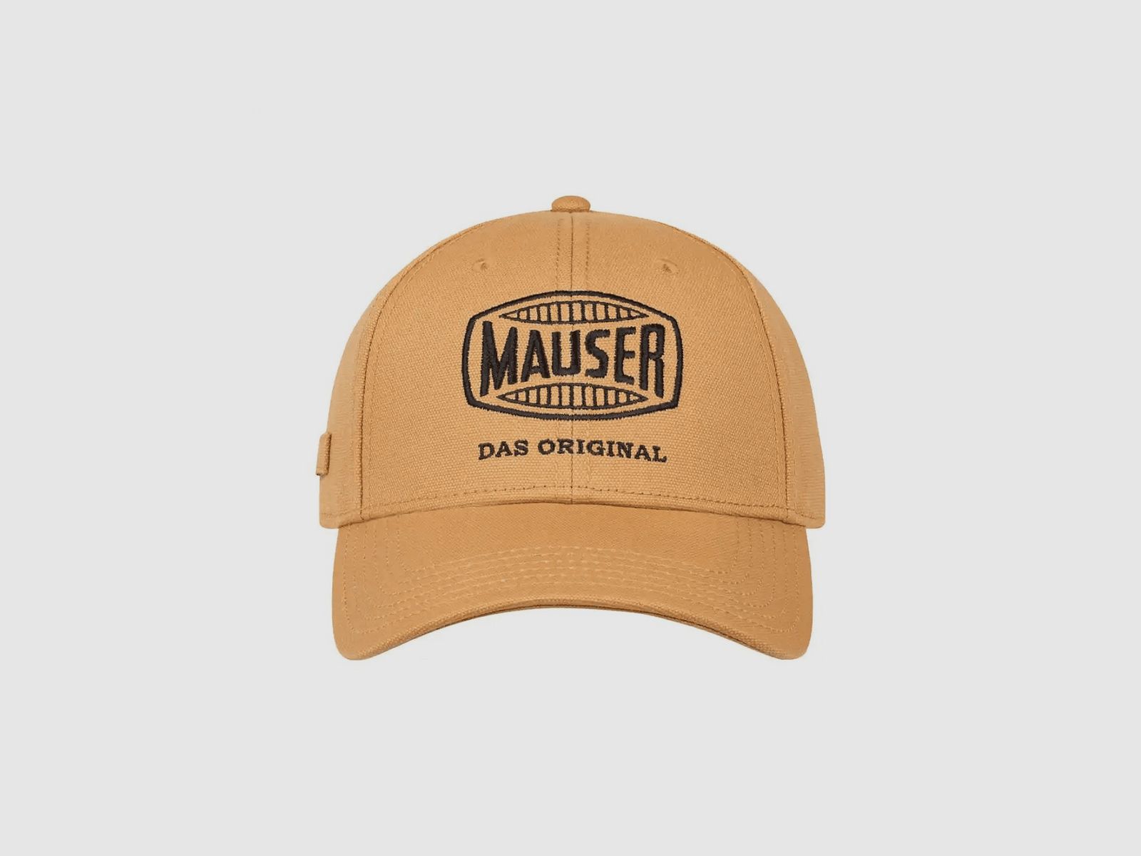 Canvas-Hut mit MAUSER-Logo in Sandfarbe