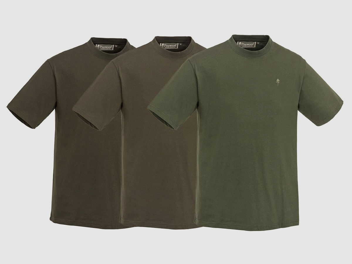 Pinewood T-Shirt 3-er Pack Green/ H. Brown/ Khaki