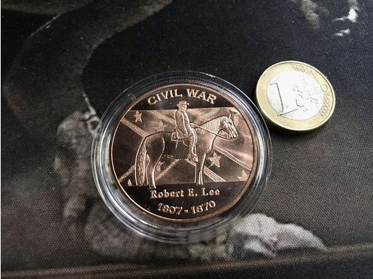 Kupfermünze 1 oz., 1 Unze, Durchmesser 40mm, Civil War, General Robert E. Lee