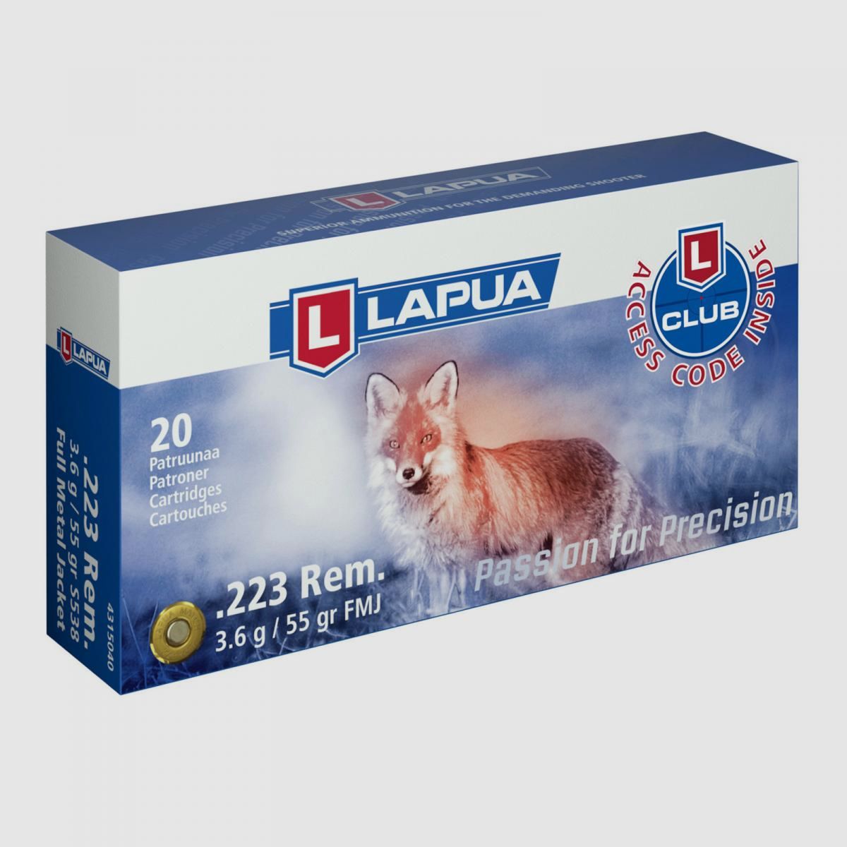 Lapua .223 Rem. 55GR FMJ 20 cartucce