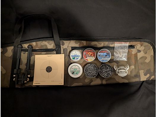 Luftgewehr Set - Tasche, Munition, Zweibein...