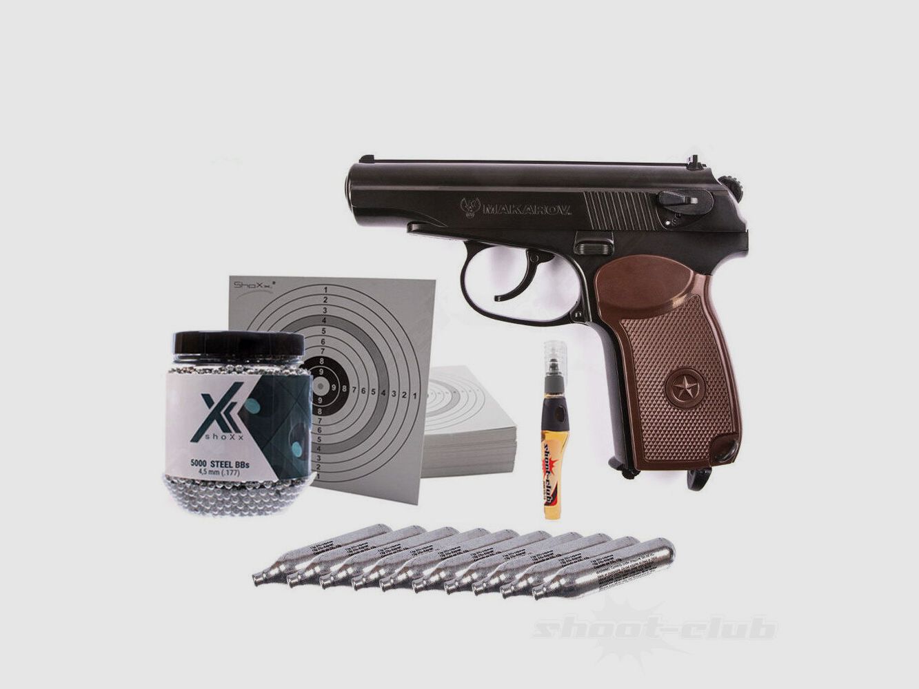 Makarov Umarex Makarov pistola CO2 Cal. 4,5 mm BB in acciaio - set