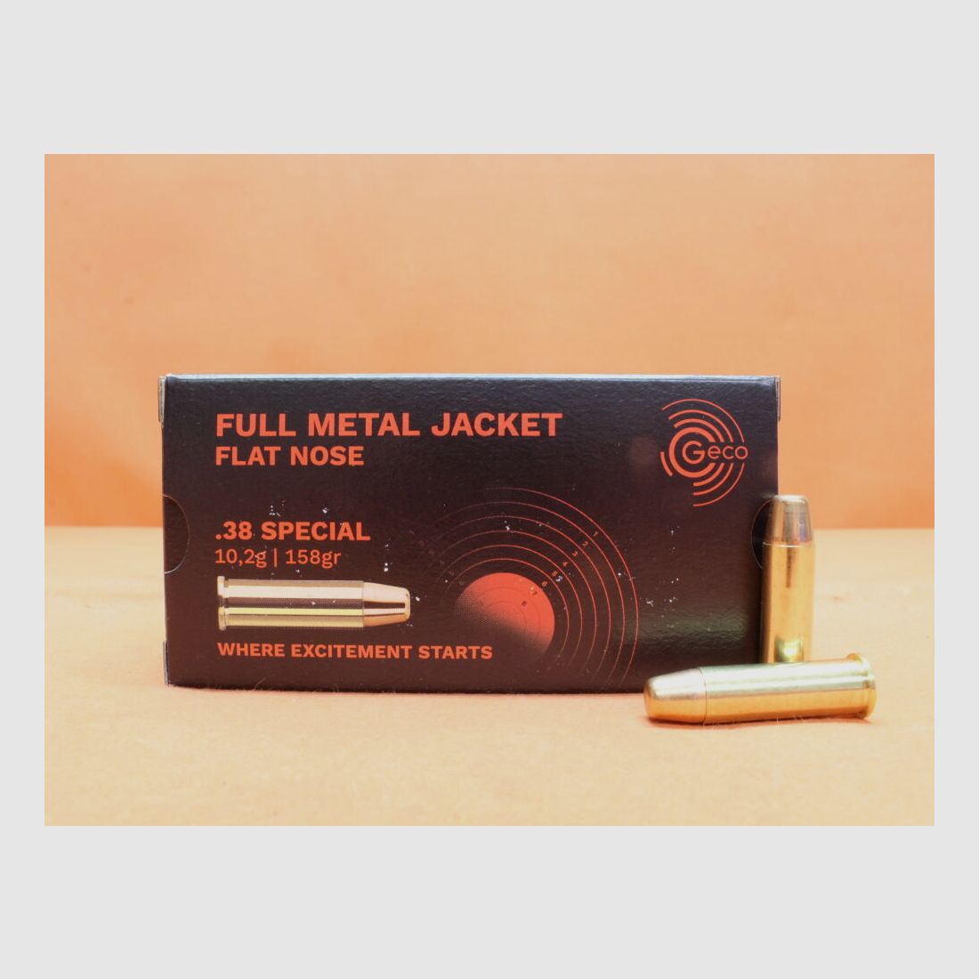 GECO Patrone .38Special GECO 158grs FMJ-FL (2317716) VE 50 Patronen/ 10,2g Vollmantel-Flachkopf