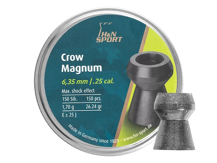 6.35 mm Diabolo Pellets H&N Crow Magnum 150 pcs. with hollow point (92226350001), image 1 of 6