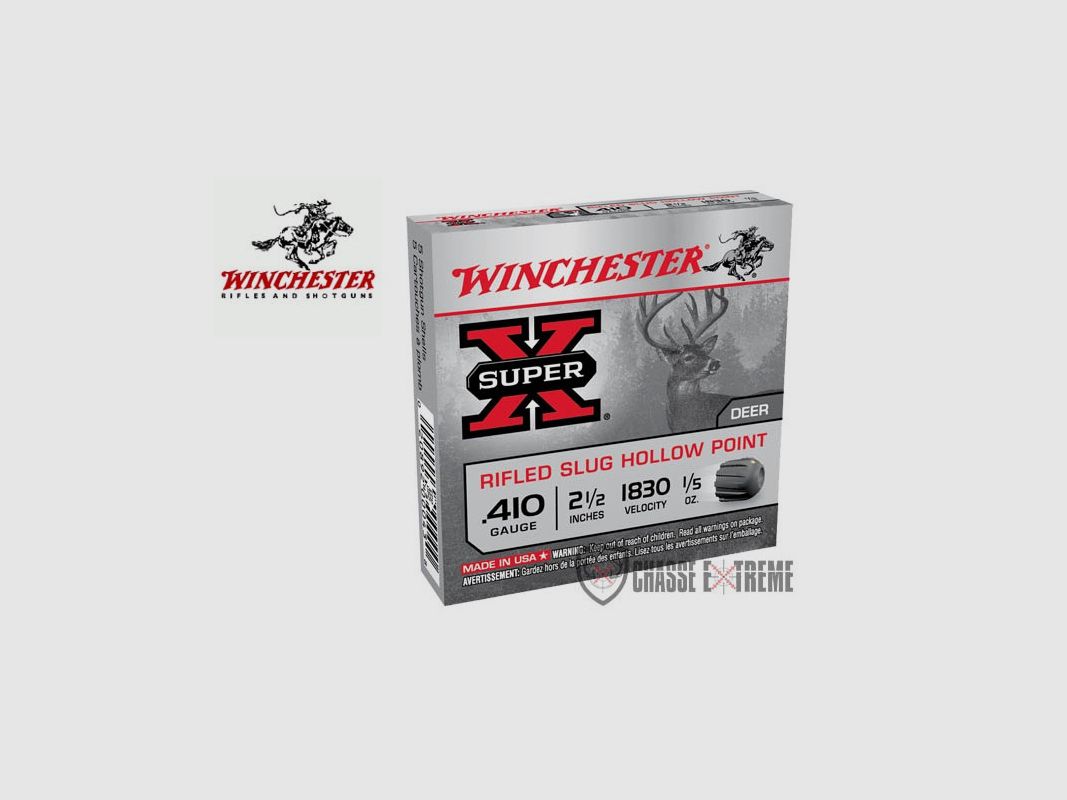 5 Winchester Super-X Slug Rifled 6g .410/63 Cartridges