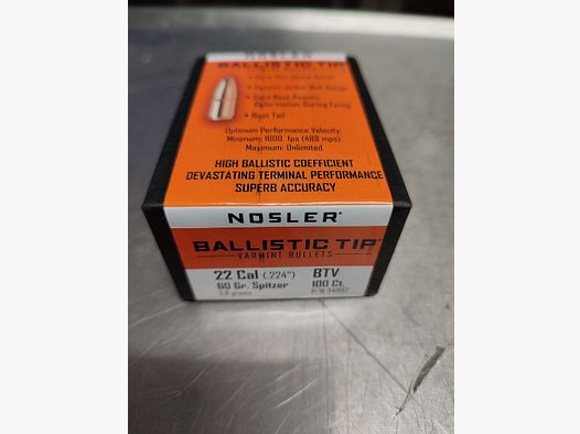Nosler projectielen Ballistic Tip 60grs.