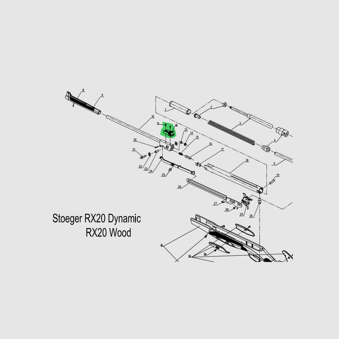 Kimme komplett fĂĽr Luftgewehr Stoeger RX20, Ersatzteil