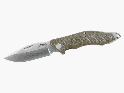 Outdoormesser Walther GNK 2 Green Nature Knife D2 Stahl Stonewash Finish KlingenlĂ¤nge 8,4 cm inklusive Lederholster (P18)