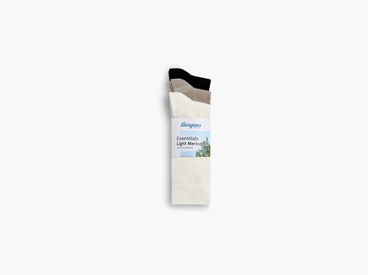 Bergans Essentials Light Calze in Merino 3-pack Crema/Beige/Nero 36-40