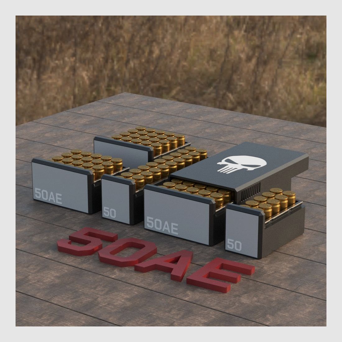 Filamelt munitiekist / Ammo .50 AE - patroonbox voor 50 schoten, Made in Germany