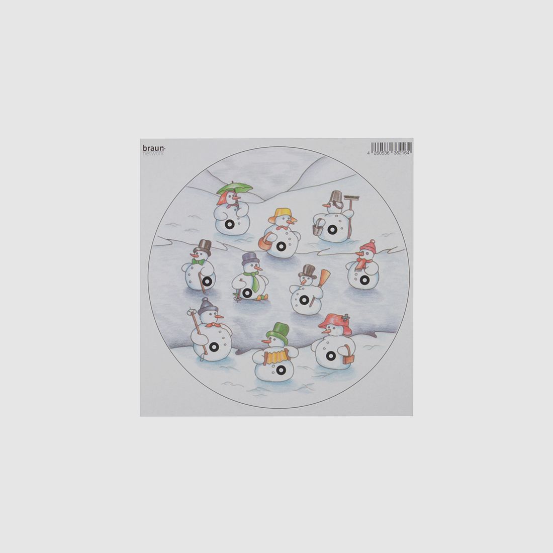 Zielscheibe Schneemann 14 x 14 cm farbig 10 StĂĽck