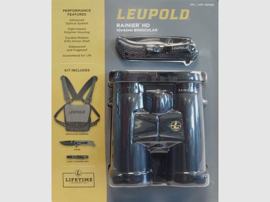 Leupold Rainier 10x42 Fernglas Set + Tragegurt + Messer + Reinigung, Bild 2 von 6