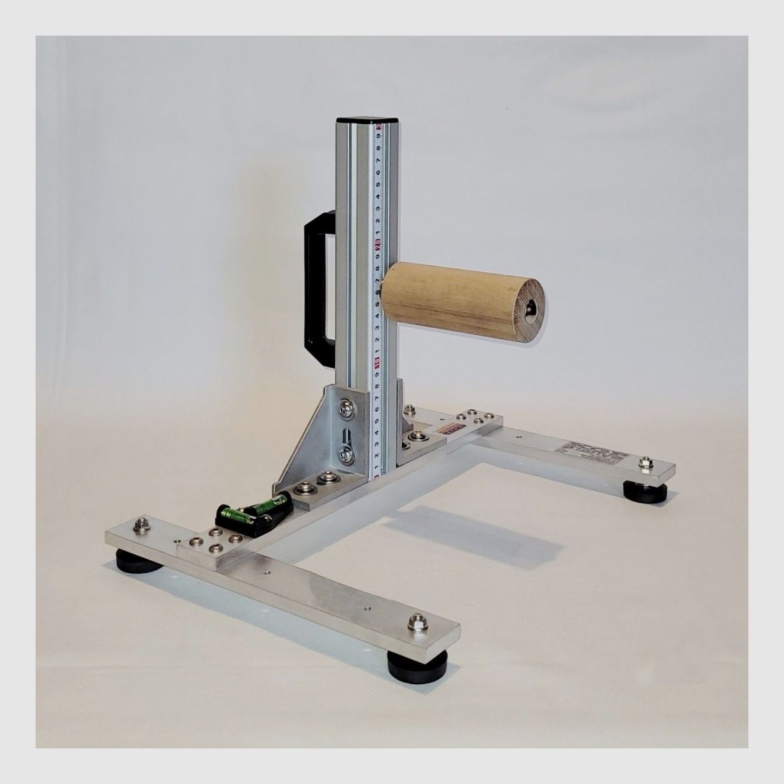 KGF Auflagestativ - Auflageständer Alu H-300-Pro mit Buchenholz-Auflage, Waage, Griff und Maßband
