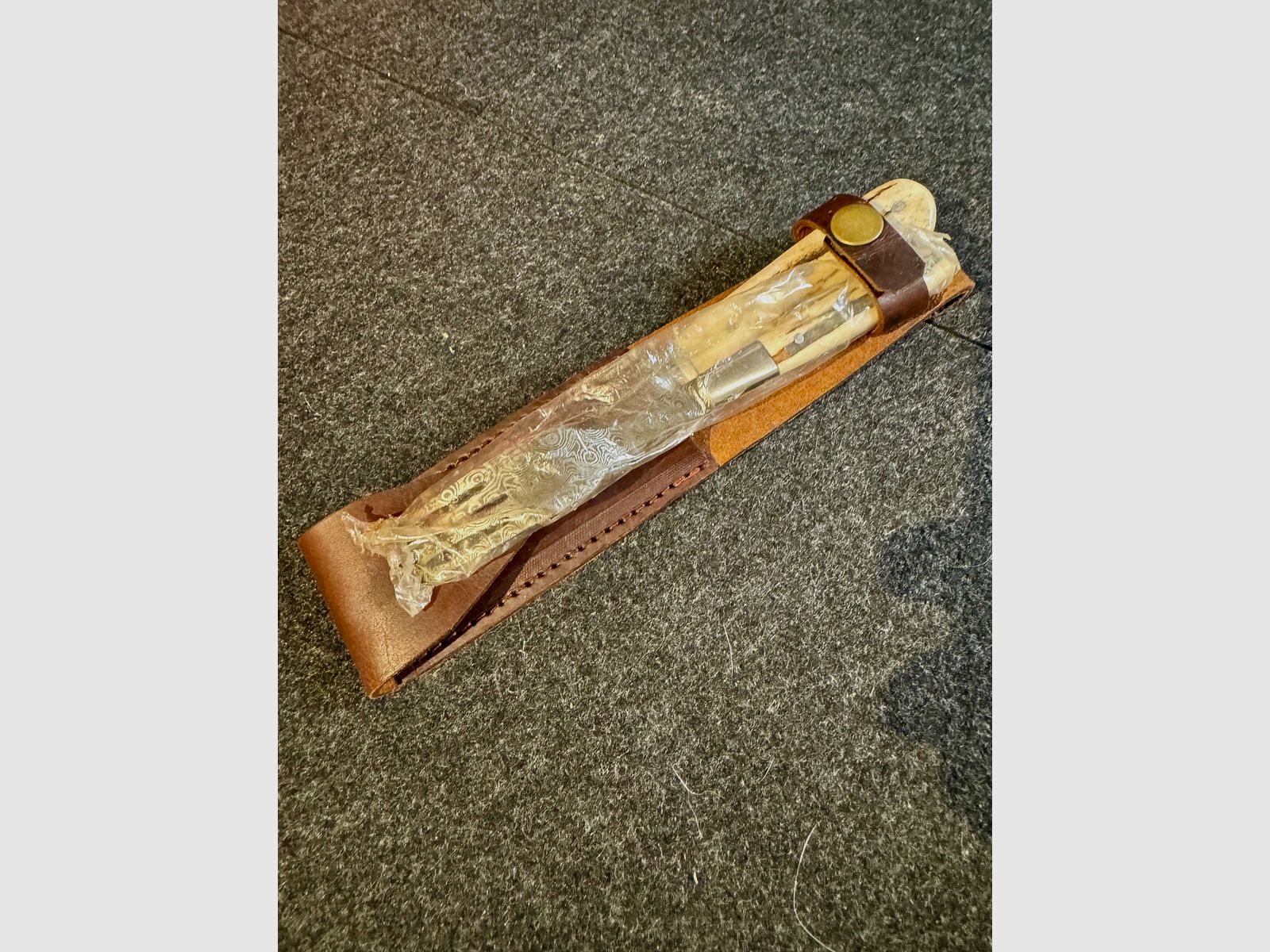Jagdmesser, Gabel Set, Gürtelmesser, Hirschhorn, Jagd und Outdoor, Damastlook 71