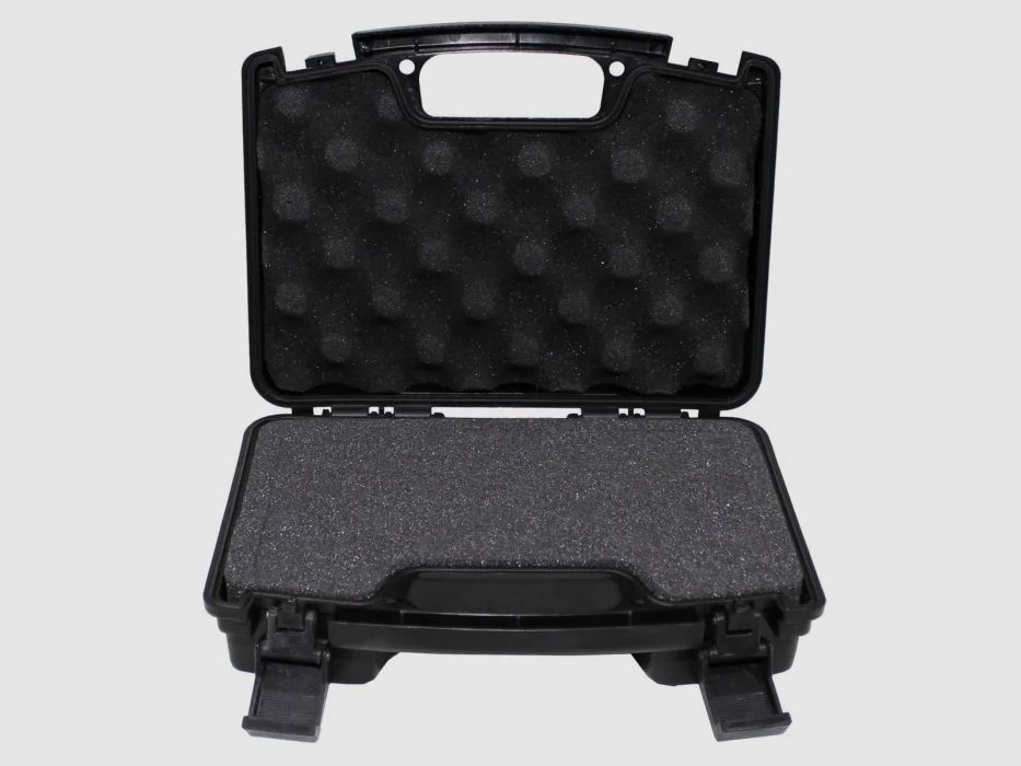Valigetta per pistola, plastica, piccola, bloccabile, nera