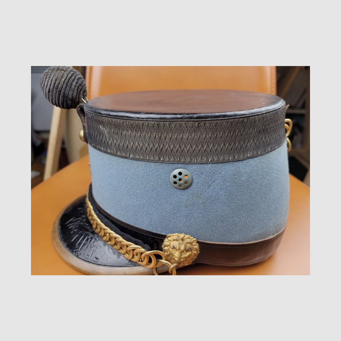 Zeer mooie officier's shako van Jager te paard model 1874 – IIIe Republiek – mooie hoofddeksel – merk van Parijse fabrikant – TBE +, afbeelding 4 van 10