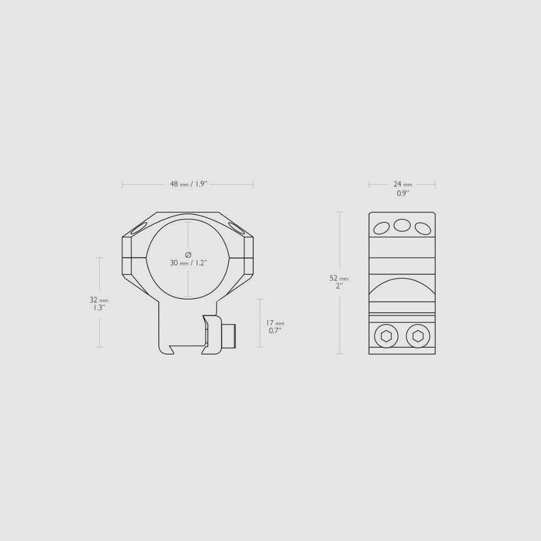 Hawke Tactical Ring Mount 30mm / 9-11mm / High, image 2 of 2