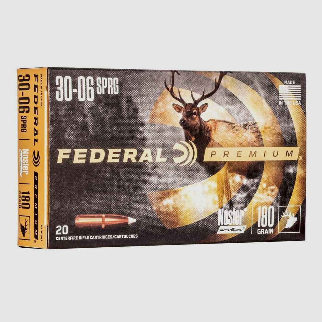 .30-06 Spr. Premium Nosler Accubond 180 grs. Federal Ammunition