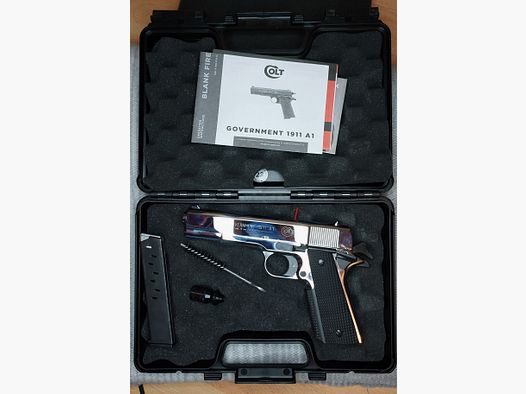 Colt Government 1911 A1 Schreckschuss Pistole 9mm P.A.K. poliertes Chrom (PTB 774)