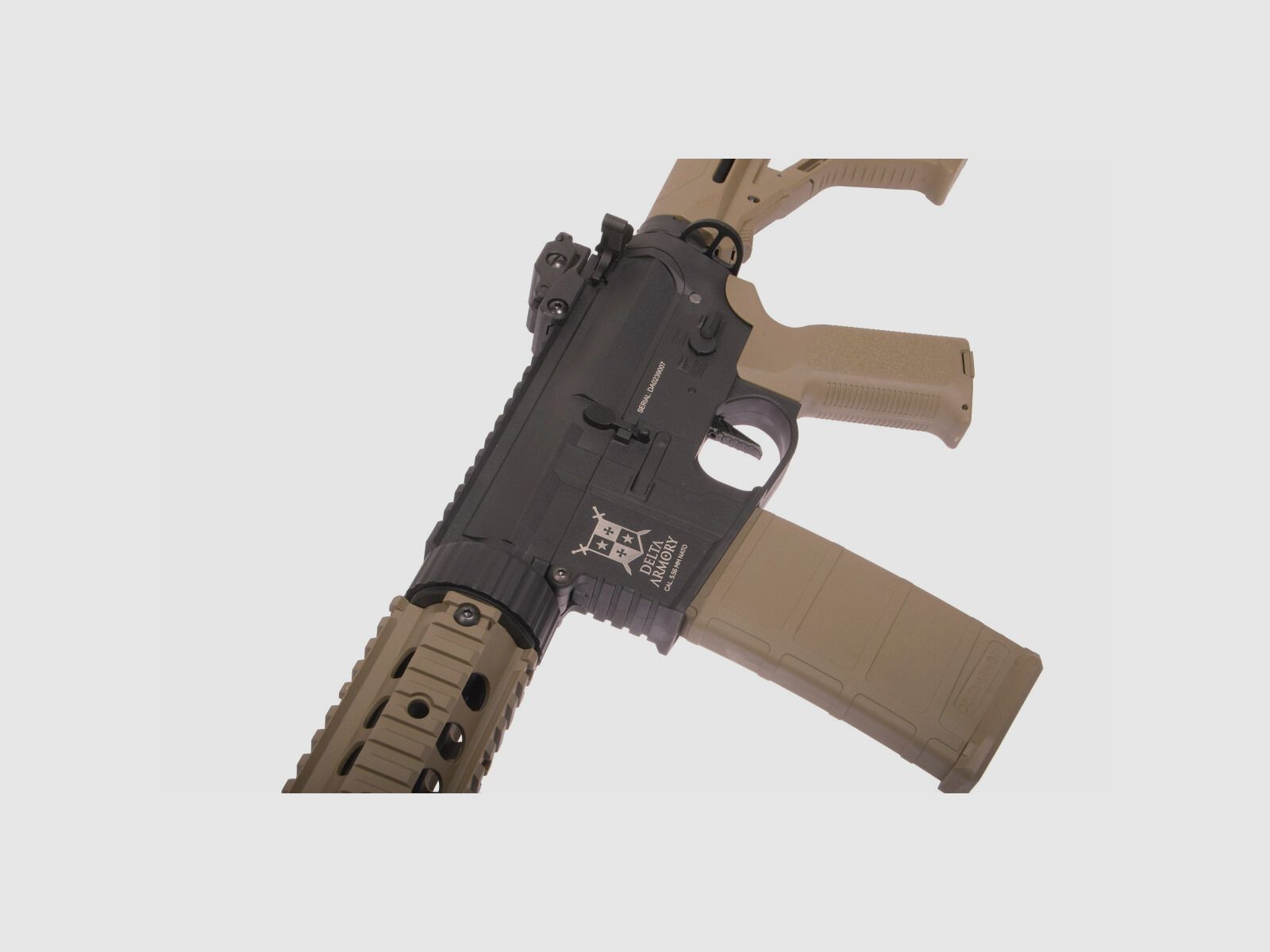 AR15 SilentOps 9 Inch CHARLIE Tan S-AEG Softair Geweer Vrij vanaf 18 Jaar | Delta Armory, afbeelding 2 van 4