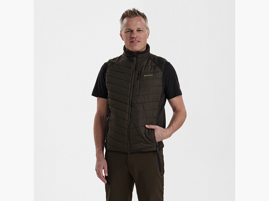 Moor Wattierte Weste mit Strick - Brown Leaf – Größe: 2XL