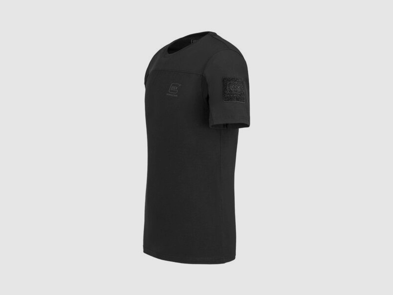 GLOCK Tactical T-Shirt Schwarz – Ripstop-Schultern, Stretch-Torso – Soft-Velcro-Badge – Größe 3XL