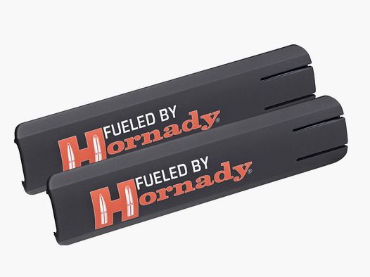 Hornady Picatinny-Schienenabdeckung „Fueled by Hornady“ – 2er-Set inkl. 2 Sticker – Schwarz