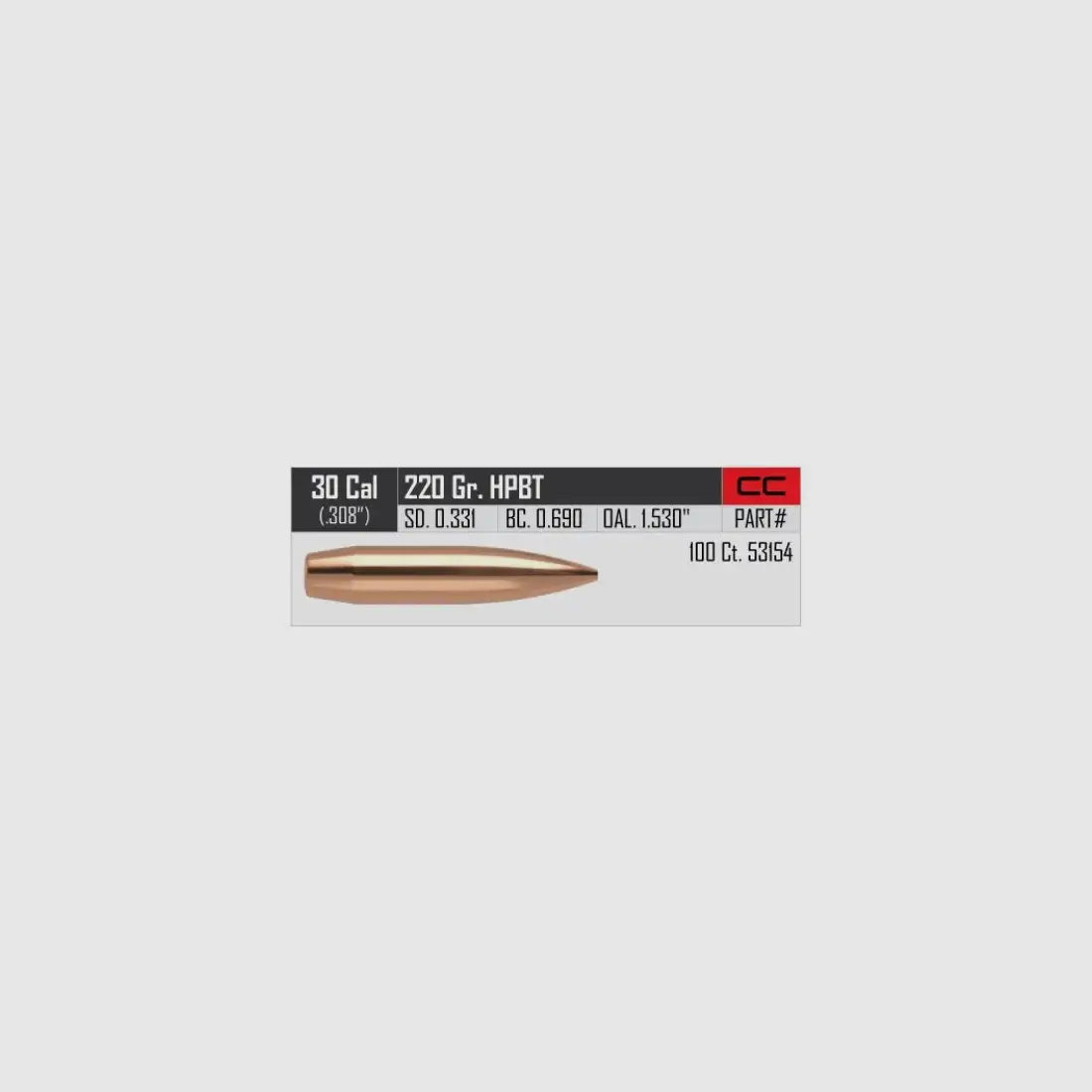 Geschosse Nosler Custom Competition .30 cal, dia .308, 220grs, Bild 2 von 2