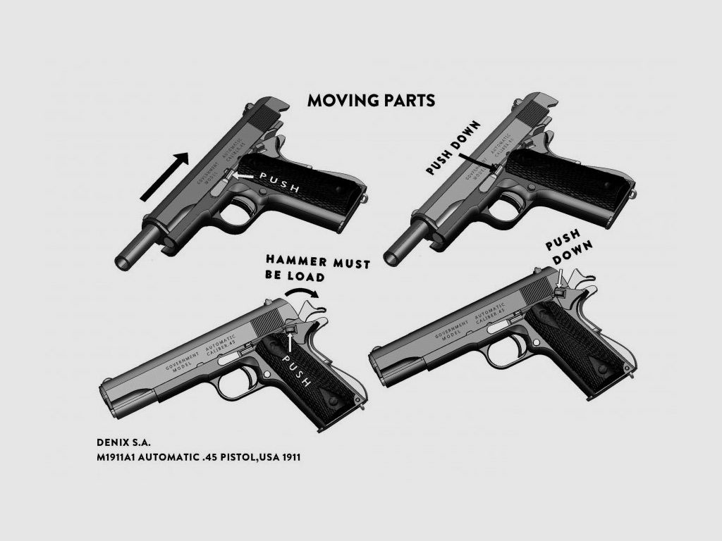 Denix Deko Pistole Colt Government M1911A1 Kaliber .45  Automatik zerlegbar LĂ¤nge 24 cm schwarz
