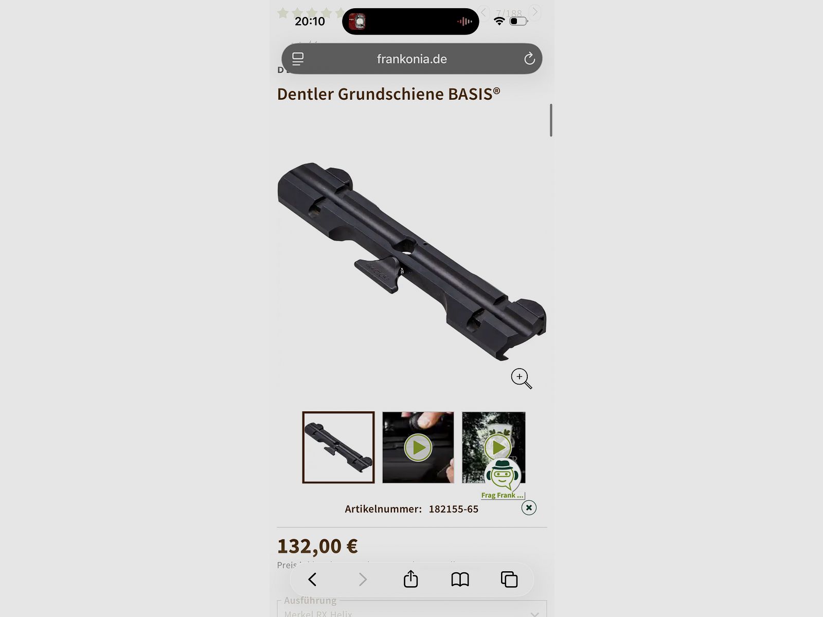 DENTLER base rail Basis for *Merkel Helix*