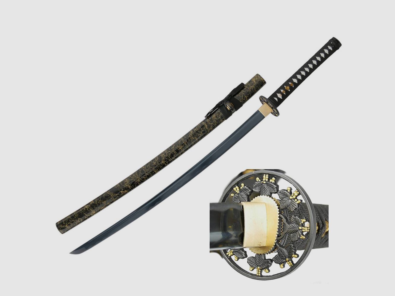 Niebieska katana samurajska z niebieską klingą