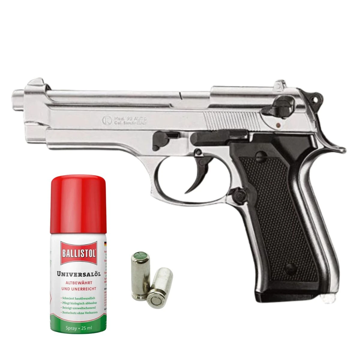 Pistolenkit P92 verchromt – Kal. 8 mm