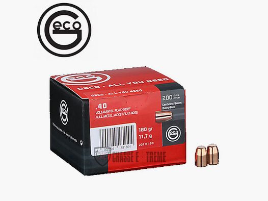 Ogives GECO cal 40 S&W 180gr FMJ (x500)
