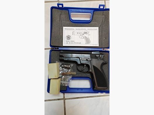 Smith & Wesson Mod. 5904 Schreckschuss Pistole brüniert / gebeizt | Kal. 9mm P.A.K. | PtB 604  | zzgl. div. 9mm Kartuschen erwerbbar