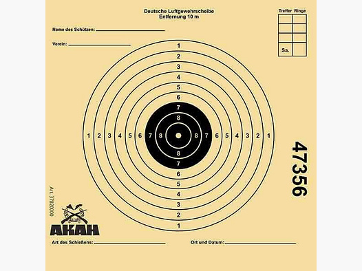 AKAH air rifle target 12x12 cm with 10 rings