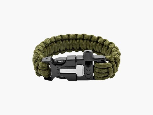 Survival-Armband Paracord 3 In 1 Olivgrün