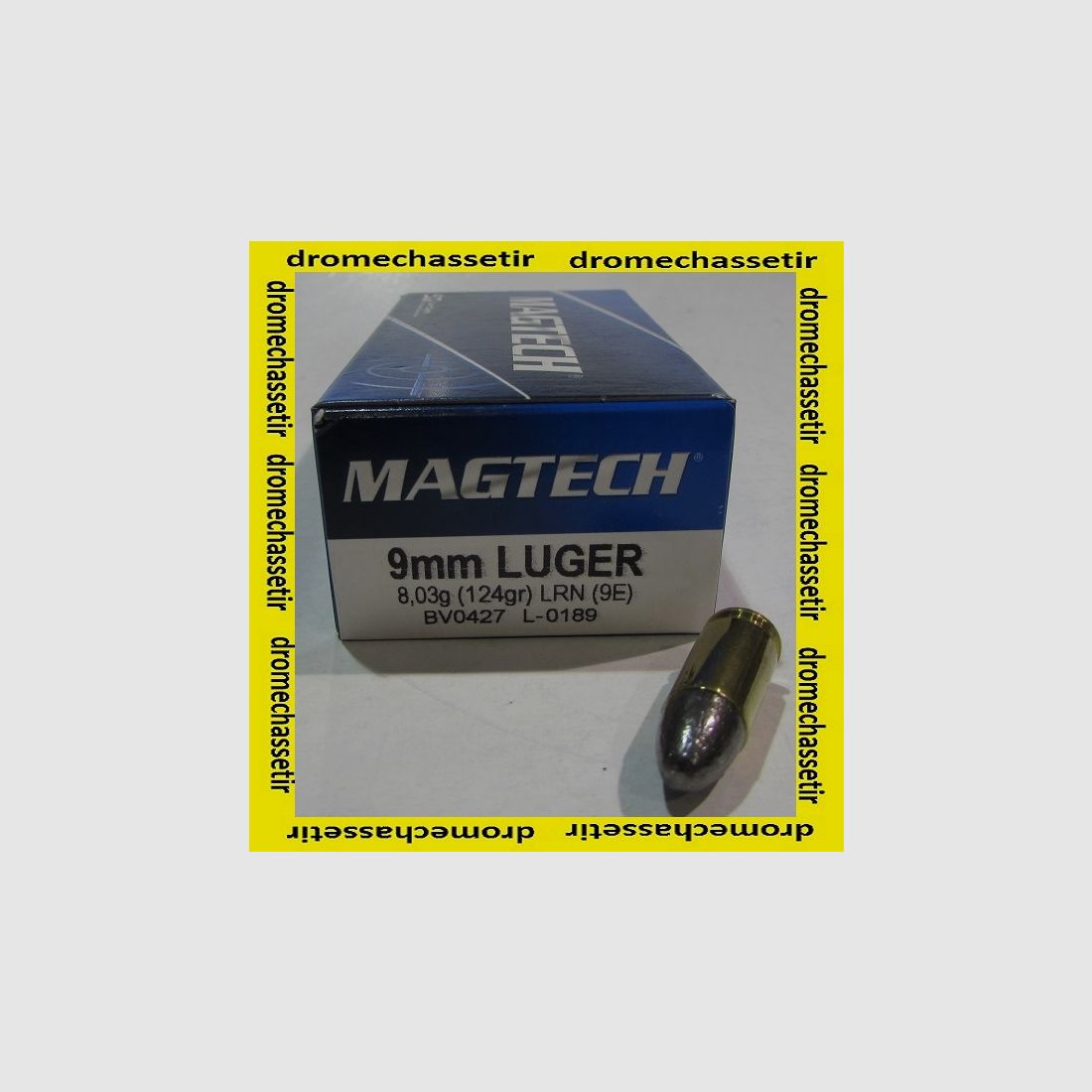 Box mit 50 Patronen Magtech, 9×19, Geschosse Blei LRN 124 grains