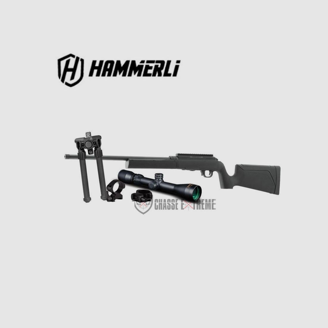 Pack Carabina HAMMERLI Force B1 Cal. 22Lr Allweather Nera - 20'' + Bipiede + Ottica + Montaggio