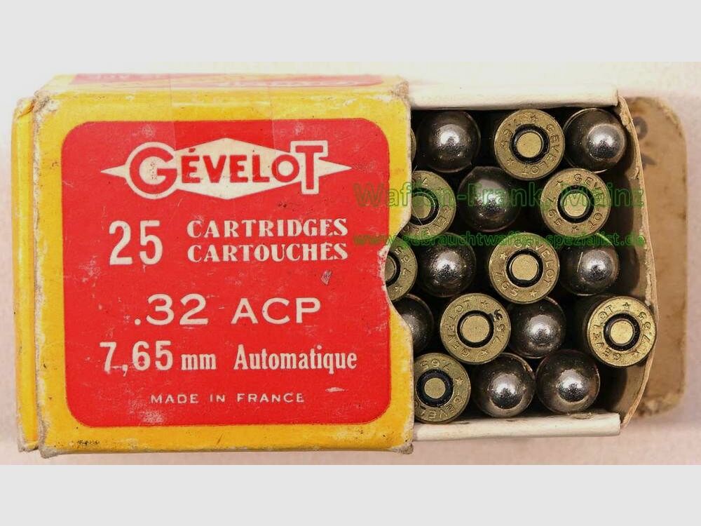 Gevelot, Frankreich Pistolenpatronen 7,65 mm Brow.