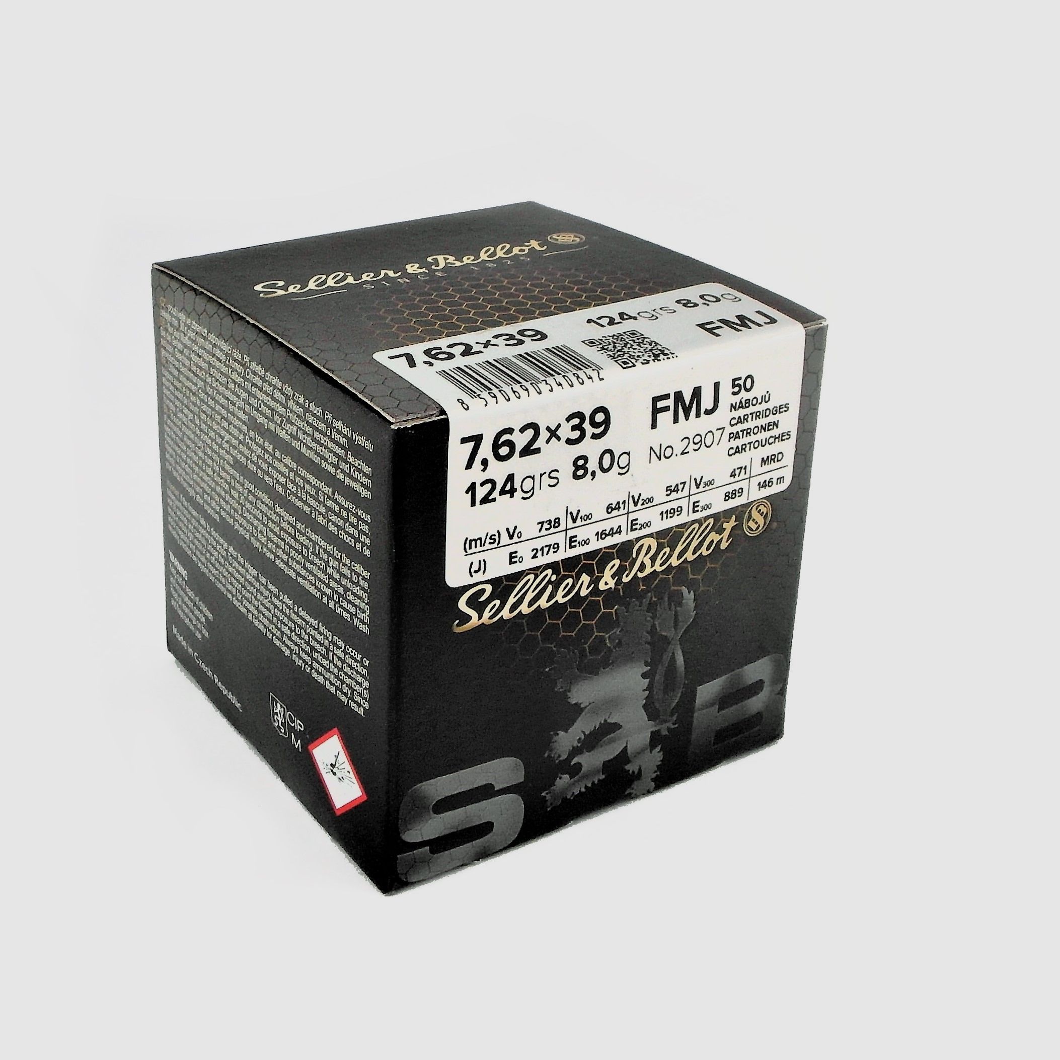 S&B Büchsenpatrone 7,62x39 VM /FMJ 8,0g/124grs