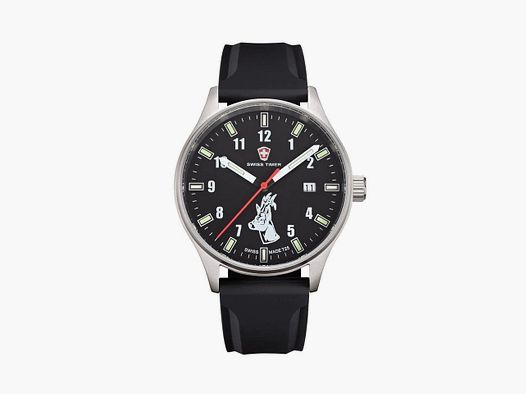 Swiss Timer Trapper schwarz Rehbock H3 Uhr