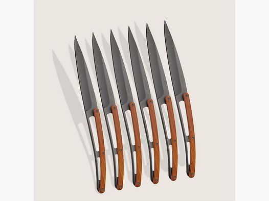 6 Deejo-Steakmessern, Korallenholz
