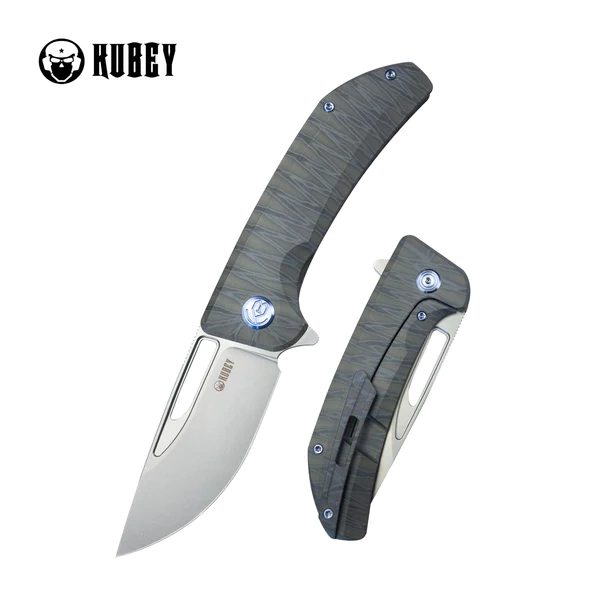 Kubey Hyperion Flame Titanium folding knife, sandblasted, CPM S35VN by Jelly Jerry (KB368F)